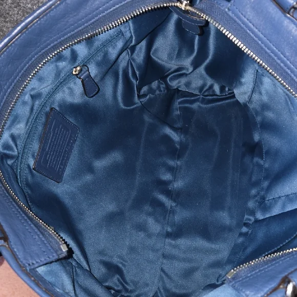 Coach Dark Blue Leather Tote - Picture 8 of 10